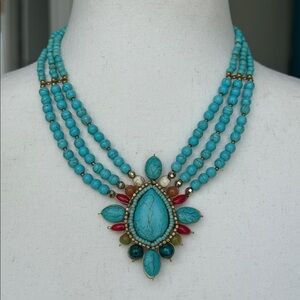 Nakamol Adjustable Turquoise Multi-Strand Statement Necklace